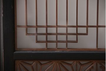 古民具・骨董　ガラス入り組子書院戸3枚セット