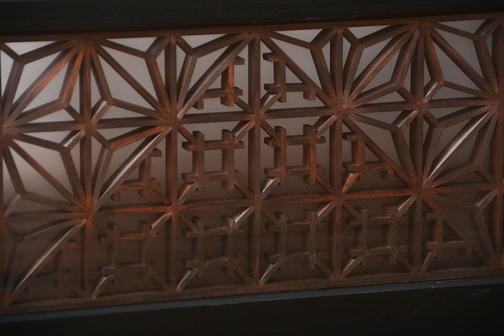 古民具・骨董　ガラス入り組子書院戸3枚セット