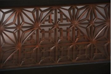 古民具・骨董　ガラス入り組子書院戸3枚セット