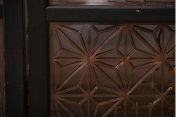 古民具・骨董　ガラス入り組子書院戸3枚セット