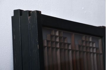 古民具・骨董　ガラス入り組子書院戸3枚セット