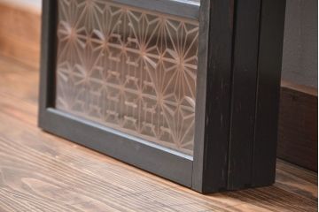 古民具・骨董　ガラス入り組子書院戸3枚セット