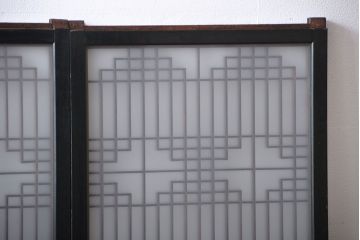 古民具・骨董　ガラス入り組子書院戸3枚セット