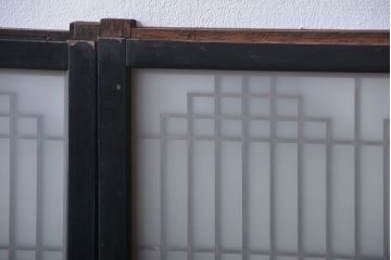 古民具・骨董　ガラス入り組子書院戸3枚セット