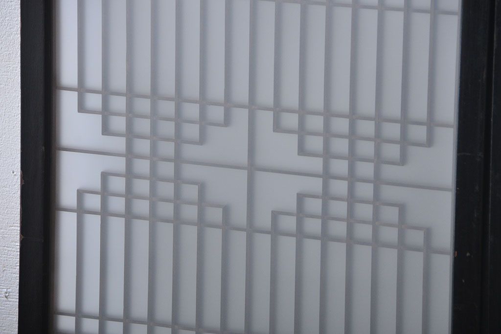 古民具・骨董　ガラス入り組子書院戸3枚セット