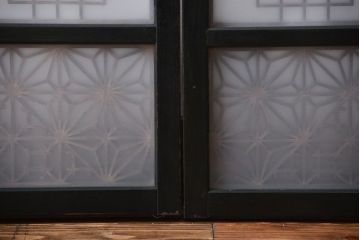 古民具・骨董　ガラス入り組子書院戸3枚セット