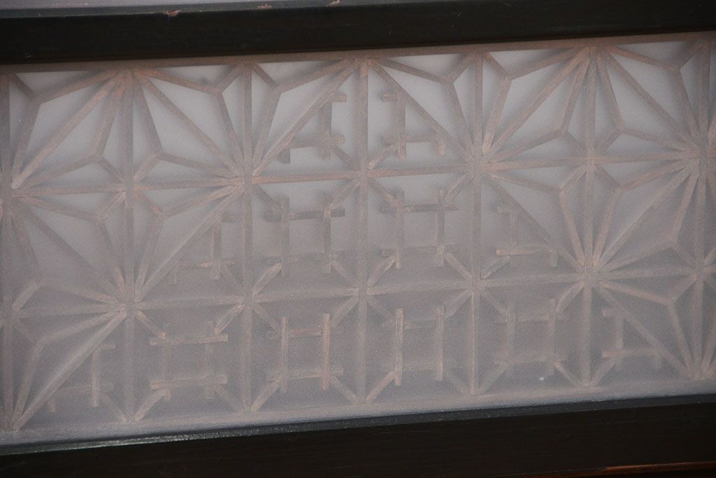 古民具・骨董　ガラス入り組子書院戸3枚セット