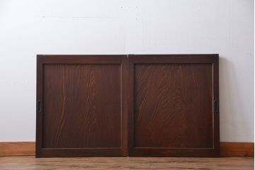 古民具・骨董　杉材一枚板の板戸2枚(窓)(1)