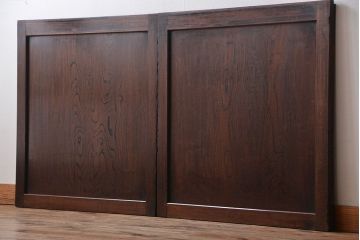 古民具・骨董　総欅材の板戸2枚セット(窓)