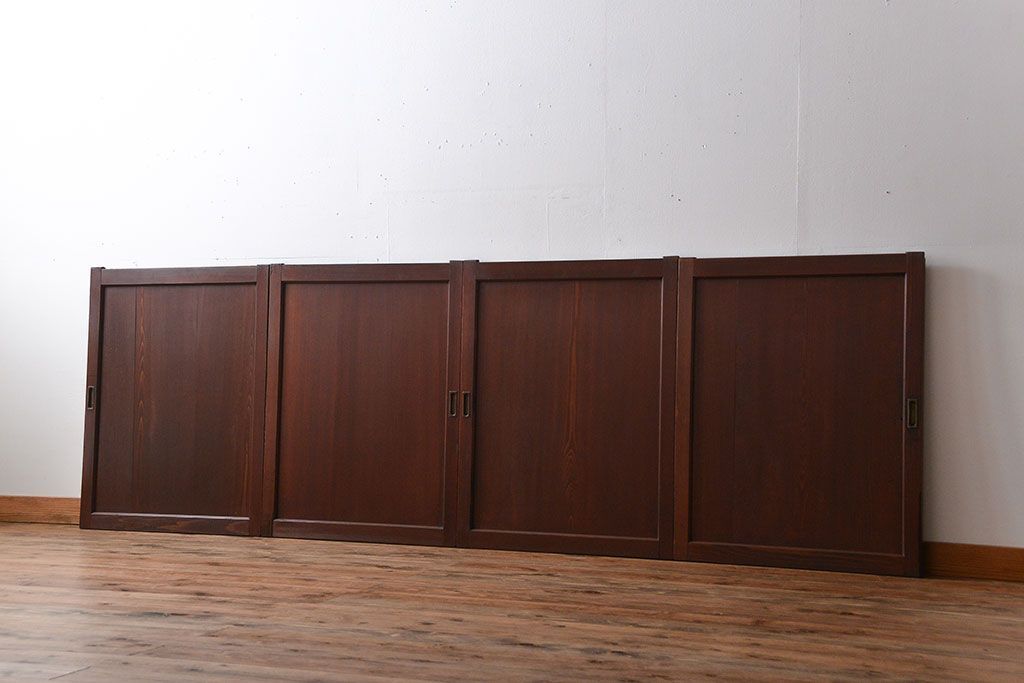 古民具・骨董　古い木の板戸4枚(窓)(1)