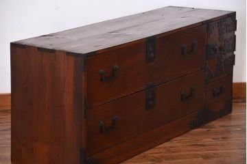 アンティーク家具　古民具・骨董　角手　時代箪笥ローボード