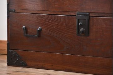 アンティーク家具　古民具・骨董　角手　時代箪笥ローボード