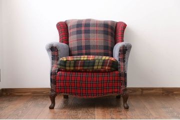 ヴィンテージ家具　イギリスビンテージ　パッチワークウィングソファ