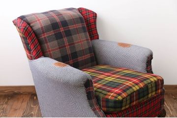ヴィンテージ家具　イギリスビンテージ　パッチワークウィングソファ