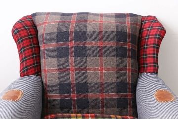 ヴィンテージ家具　イギリスビンテージ　パッチワークウィングソファ