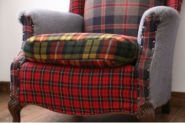 ヴィンテージ家具　イギリスビンテージ　パッチワークウィングソファ