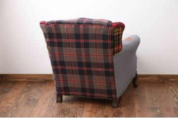 ヴィンテージ家具　イギリスビンテージ　パッチワークウィングソファ