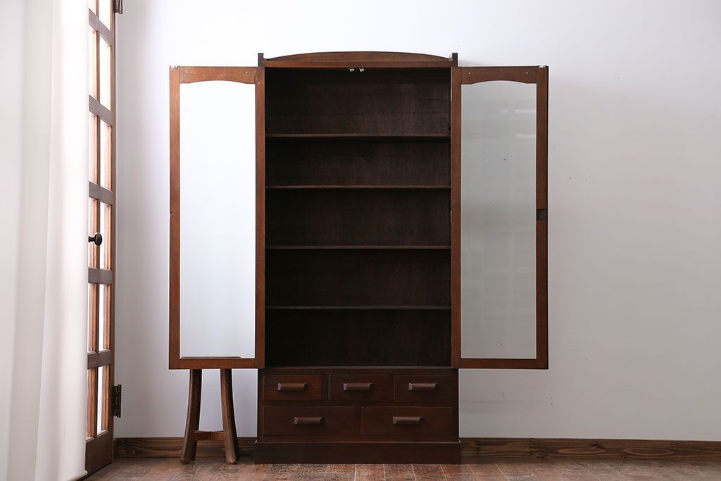 アンティーク家具　前面ナラ材　大きな本箱