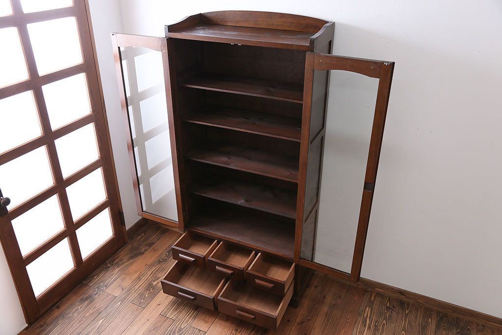 アンティーク家具　前面ナラ材　大きな本箱