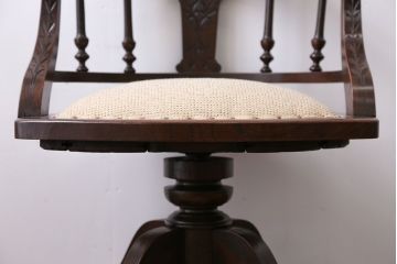 アンティーク家具　大正ロマン　ケヤキ材の回転椅子