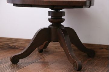 アンティーク家具　大正ロマン　ケヤキ材の回転椅子