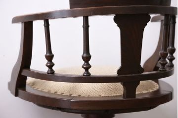 アンティーク家具　大正ロマン　ケヤキ材の回転椅子