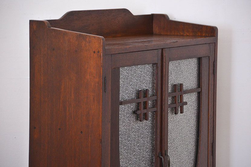 レトロ家具　昭和レトロ　ダイヤガラス入り本箱