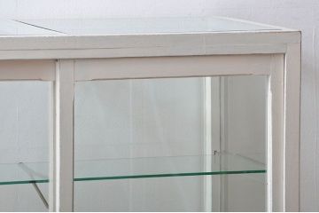 アンティーク家具　アンティークペイント　脚付きガラスケース(1)