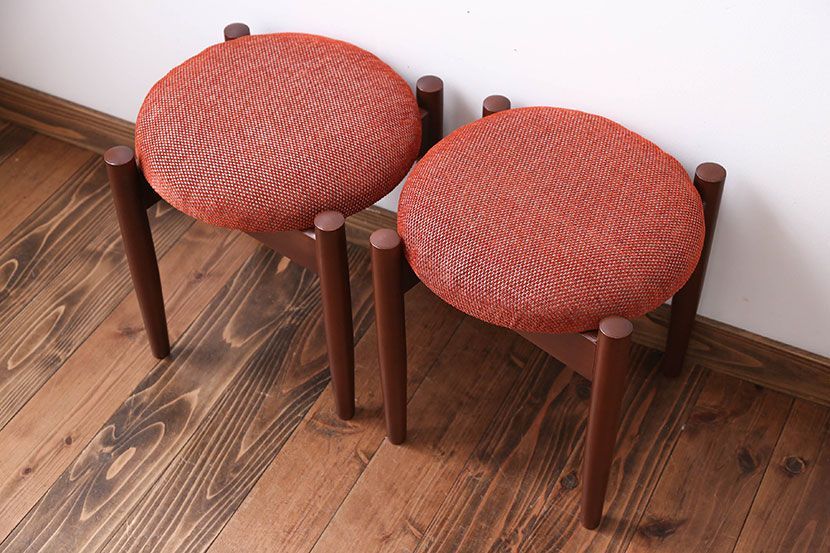 レトロ家具　昭和レトロ　かわいいスツール2脚セット