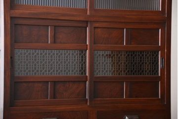 アンティーク家具　古民具・骨董　前面欅材!組子細工入り収納棚