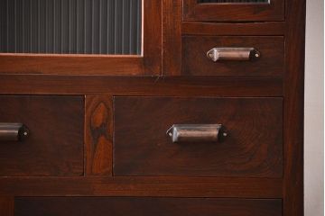 アンティーク家具　古民具・骨董　前面欅材!組子細工入り収納棚