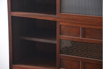 アンティーク家具　古民具・骨董　前面欅材!組子細工入り収納棚