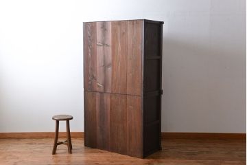 アンティーク家具　古民具・骨董　前面欅材!組子細工入り収納棚