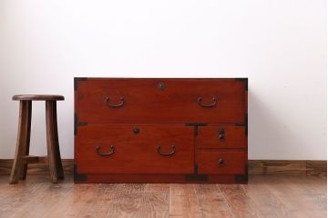 アンティーク家具　古民具・骨董　シンプルな時代箪笥ローボード(1)
