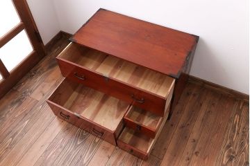 アンティーク家具　古民具・骨董　シンプルな時代箪笥ローボード(1)