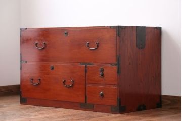 アンティーク家具　古民具・骨董　シンプルな時代箪笥ローボード(1)