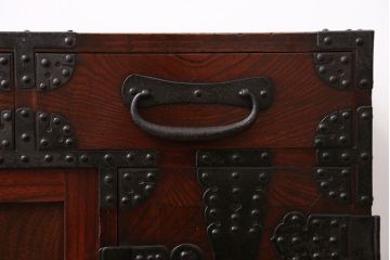 アンティーク家具　古民具・骨董　前面欅材の関東物帳場小箪笥