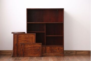 アンティーク家具　引き出し二杯付き!タモ材の収納戸棚