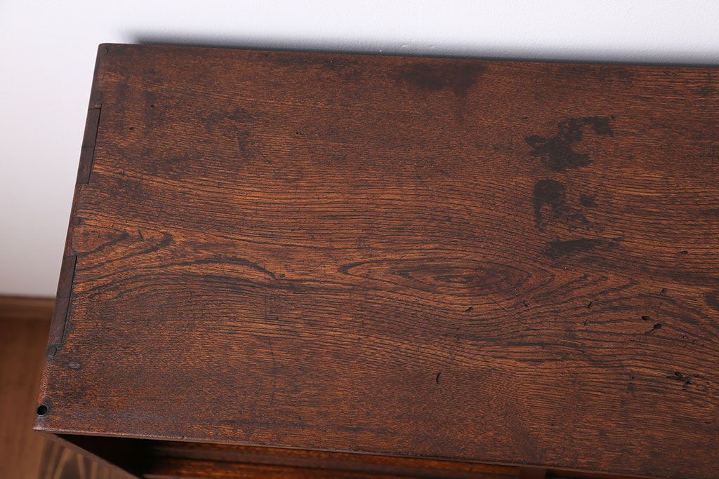 アンティーク家具　引き出し二杯付き!タモ材の収納戸棚