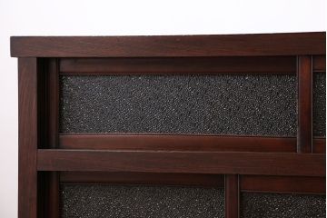 アンティーク家具　欅材!鉄脚付きダイヤガラス戸棚