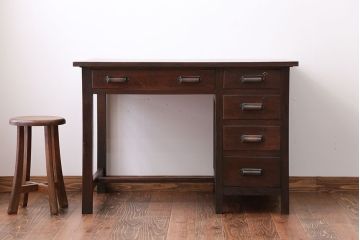 アンティーク家具　アンティーク　ナラ材の片袖机