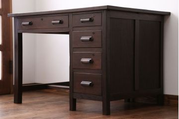 アンティーク家具　アンティーク　ナラ材の片袖机