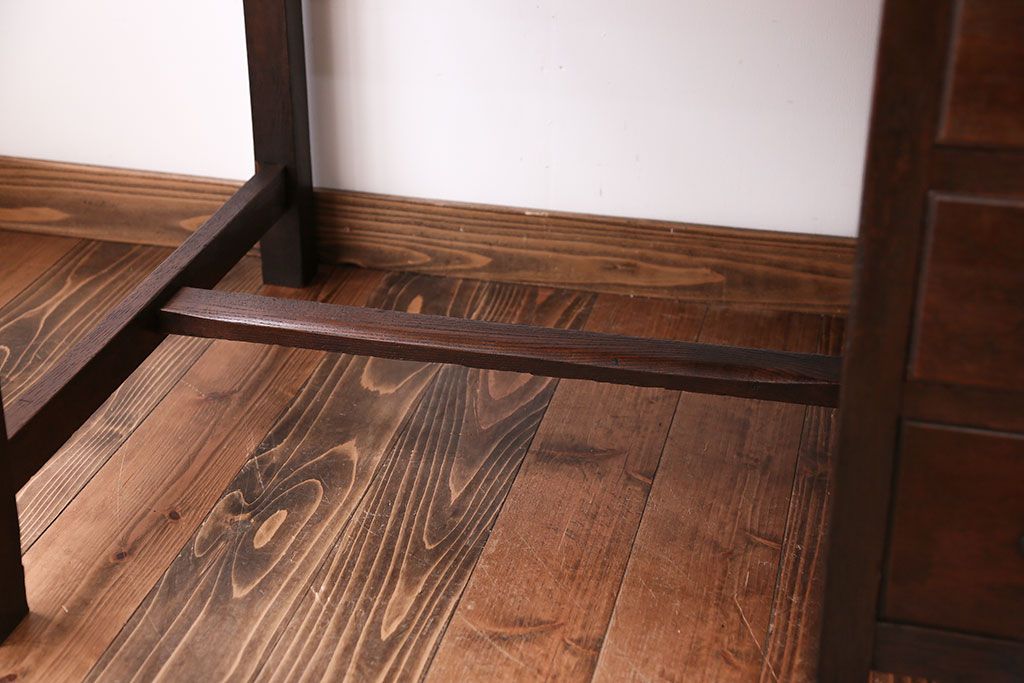 アンティーク家具　アンティーク　ナラ材の片袖机