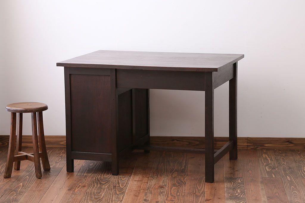 アンティーク家具　アンティーク　ナラ材の片袖机
