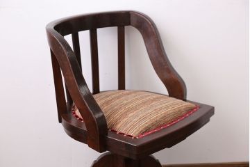 アンティーク家具　大正ロマン　ナラ材の回転椅子