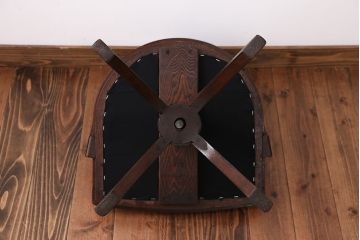 アンティーク家具　大正ロマン　ナラ材の回転椅子