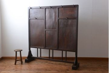 アンティーク雑貨　アンティーク　ナラ材のフック付きパーテーション