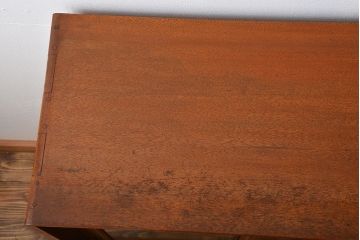 レトロ家具　昭和レトロ　モールガラス入りガラス戸収納棚