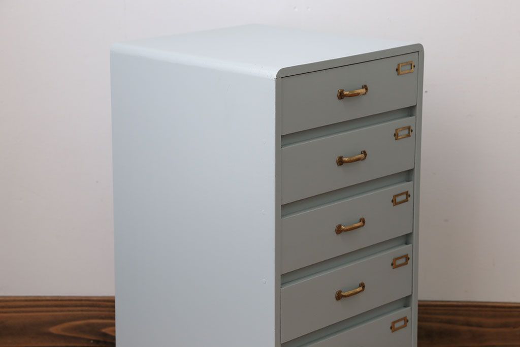 アンティーク家具　ネームプレート付き　ペイント小引き出し