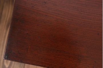 アンティーク家具　天板欅材の2杯引き出し付き文机